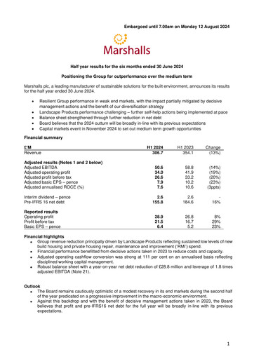 Thumbnail Marshalls plc Half-year Report 2024-h1