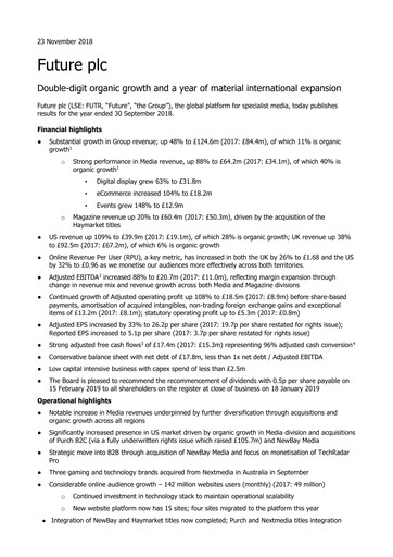 Thumbnail Future plc Financial Report 2018
