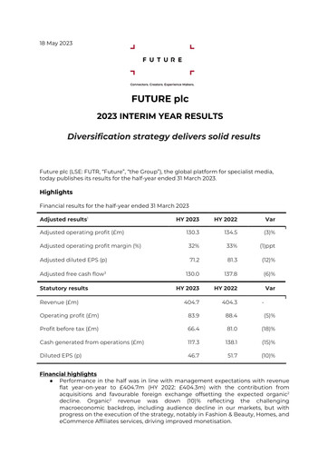 Thumbnail Future plc Half-year Report 2023