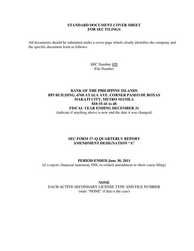 Thumbnail Bank of the Philippine Islands Quarterly Report 2011-q2
