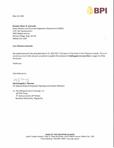 Thumbnail Bank of the Philippine Islands Quarterly Report 2025-q1