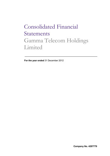 Thumbnail Gamma Communications Financial Statement 2012