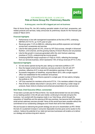 Thumbnail Pets at Home Financial Report 2014