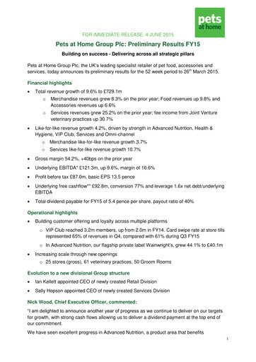 Thumbnail Pets at Home Financial Report 2015