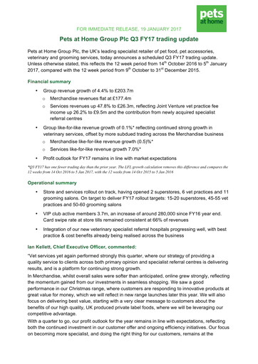 Thumbnail Pets at Home Quarterly Report 2017-q3