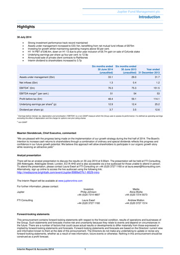 Thumbnail Jupiter Fund Management Half-year Report 2014-h1