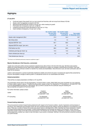 Thumbnail Jupiter Fund Management Half-year Report 2016-h1