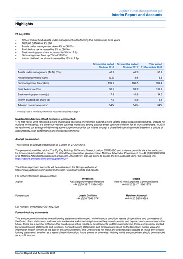 Thumbnail Jupiter Fund Management Half-year Report 2018-h1