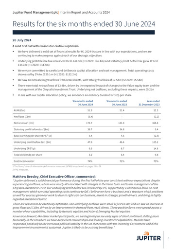 Thumbnail Jupiter Fund Management Half-year Report 2024-h1