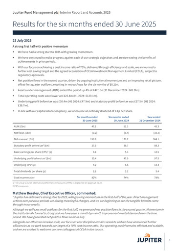 Thumbnail Jupiter Fund Management Half-year Report 2025-h1