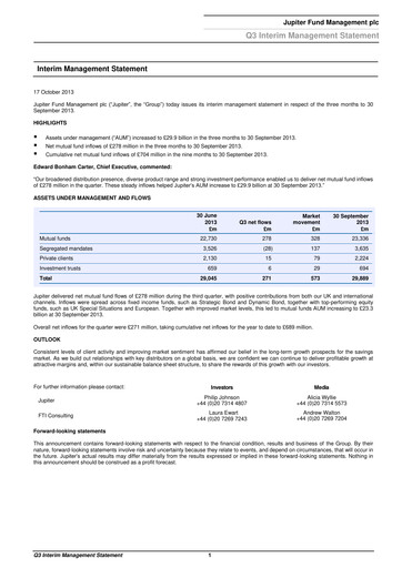 Thumbnail Jupiter Fund Management Quarterly Report 2013-q3