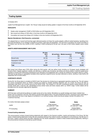 Thumbnail Jupiter Fund Management Quarterly Report 2015-q3