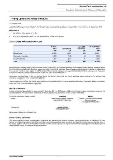Thumbnail Jupiter Fund Management Quarterly Report 2019-q3