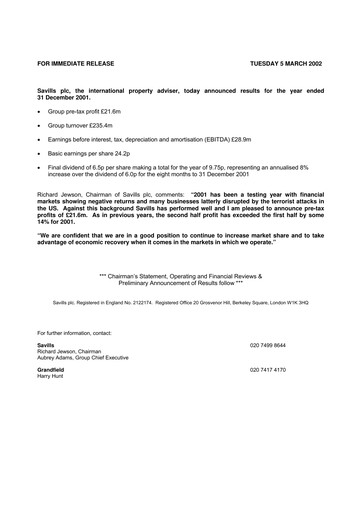 Thumbnail Savills Annual Report 2001