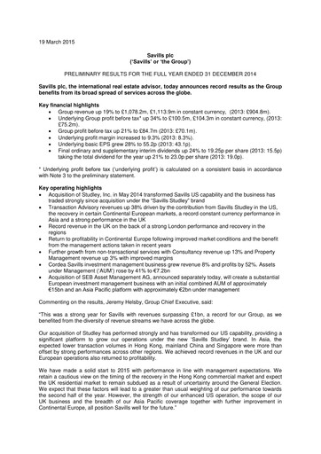 Thumbnail Savills Financial Report 2014