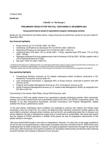 Thumbnail Savills Financial Report 2022