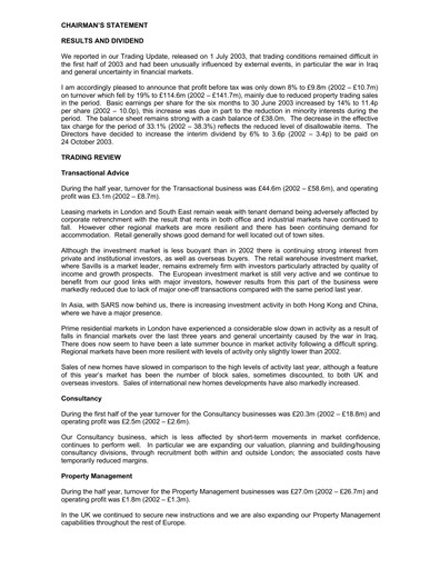 Thumbnail Savills Half-year Report 2003-h1