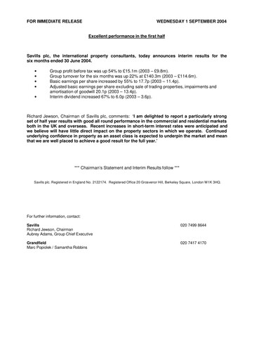 Thumbnail Savills Half-year Report 2004-h1