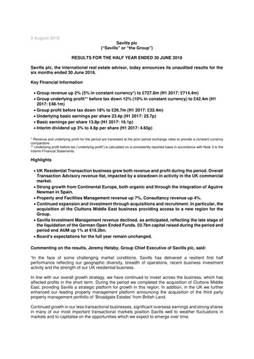 Thumbnail Savills Half-year Report 2018-h1