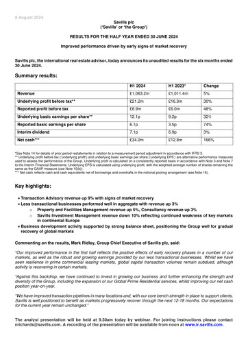 Thumbnail Savills Half-year Report 2024-h1