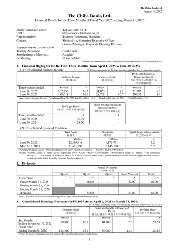 Thumbnail Chiba Bank Quarterly Report 2025-q1