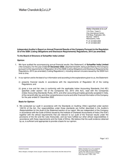 Thumbnail Schaeffler India
 Quarterly Report 2022-q4