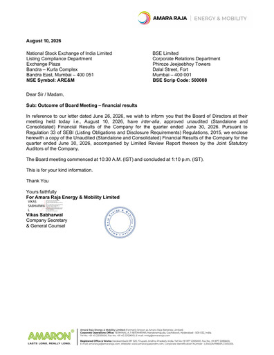Thumbnail Amara Raja Energy & Mobility Quarterly Report 2027-q1
