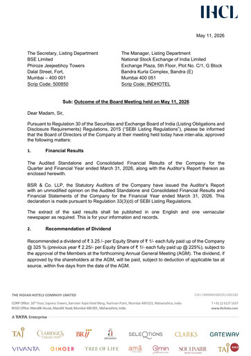 Thumbnail Indian Hotels Company Financial Statement 2025-2026