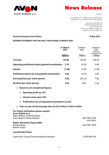 Miniature Avon Protection Rapport financier 2003-h1
