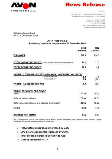 Thumbnail Avon Protection Financial Report 2003