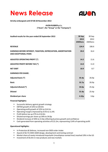 Thumbnail Avon Protection Financial Report 2013