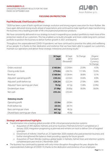 Thumbnail Avon Protection Financial Report 2020
