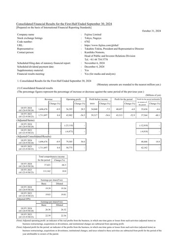 Thumbnail Fujitsu Financial Statement 2024-h1