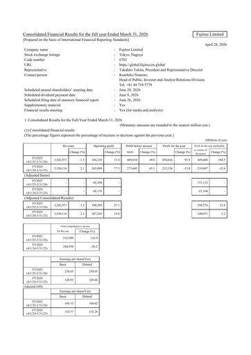 Thumbnail Fujitsu Financial Statement 2025