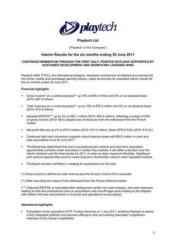 Thumbnail Playtech Financial Statement 2010-h1