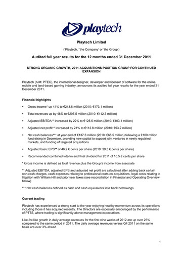 Thumbnail Playtech Financial Statement 2011