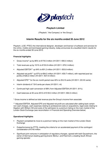 Thumbnail Playtech Financial Statement 2012-h1