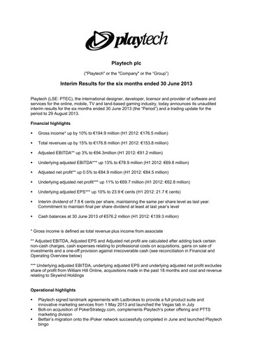 Thumbnail Playtech Financial Statement 2013-h1