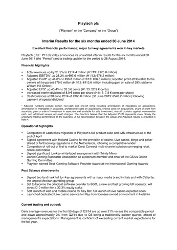 Thumbnail Playtech Financial Statement 2014-h1