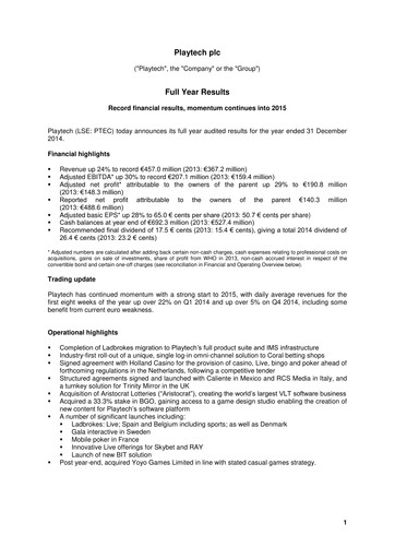 Thumbnail Playtech Financial Statement 2014