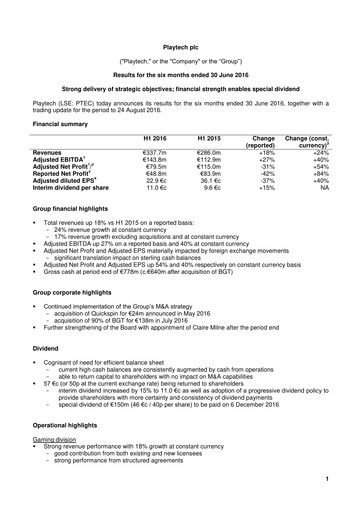 Thumbnail Playtech Financial Statement 2016-h1