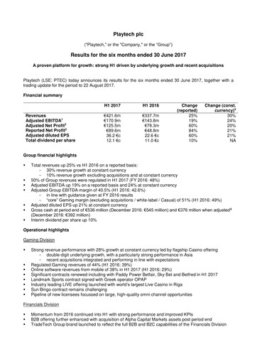 Thumbnail Playtech Financial Statement 2017-h1