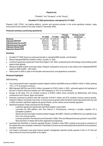 Thumbnail Playtech Financial Statement 2022