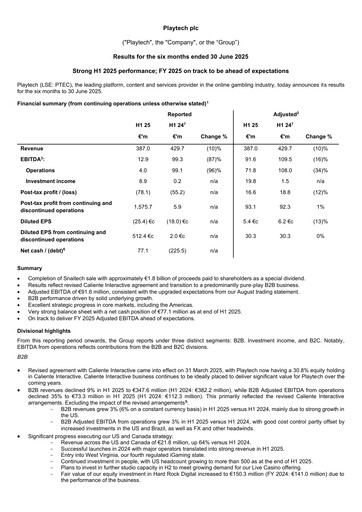 Thumbnail Playtech Financial Statement 2025-h1