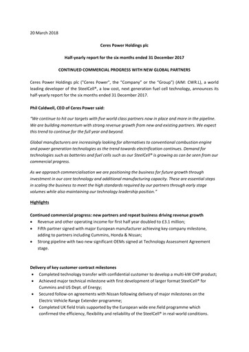 Thumbnail Ceres Power Half-year Report 2017-h2