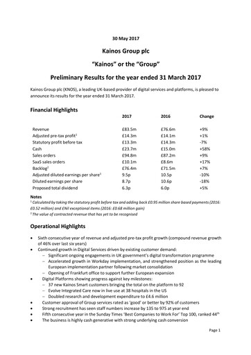 Thumbnail Kainos Group Financial Report 2017