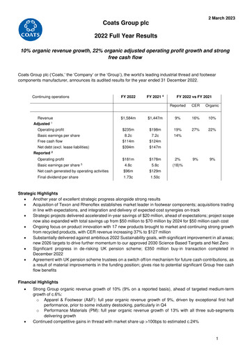 Vorschaubild Coats Group Finanzbericht 2022