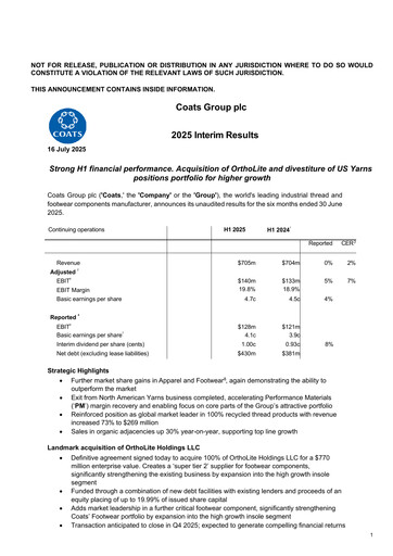 Thumbnail Coats Group Half-year Report 2025-h1