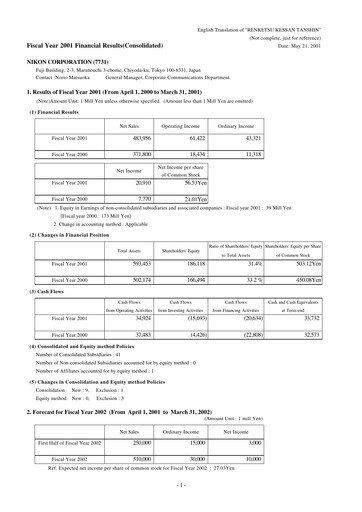 Thumbnail Nikon Financial Statement fy2001