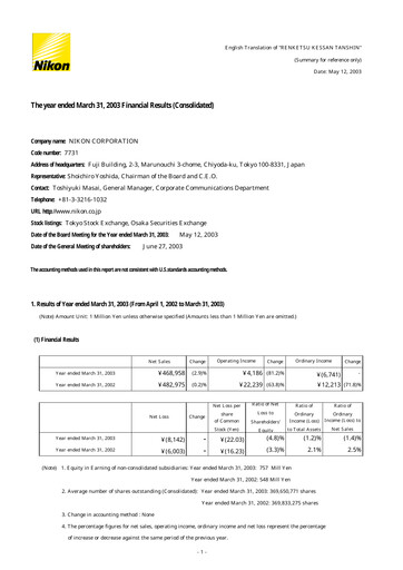 Thumbnail Nikon Financial Statement fy2003